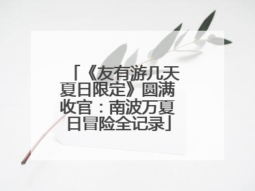《友有游几天夏日限定》圆满收官：南波万夏日冒险全记录
