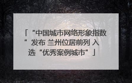 “中国城市网络形象指数”发布 兰州位居前列 入选“优秀案例城市”