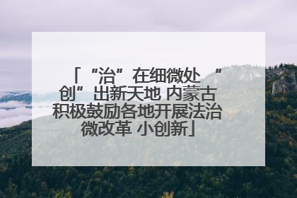 “治”在细微处 “创”出新天地 内蒙古积极鼓励各地开展法治微改革 小创新