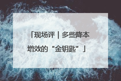 现场评｜多些降本增效的“金钥匙”