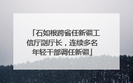 石如根跨省任新疆工信厅副厅长，连续多名年轻干部调任新疆