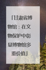 甘肃省博物馆：在文物保护中彰显博物馆多重价值