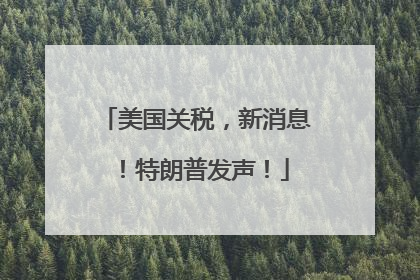 美国关税，新消息！特朗普发声！