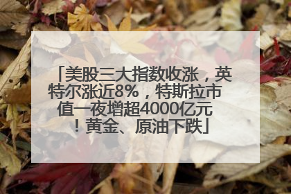 美股三大指数收涨，英特尔涨近8%，特斯拉市值一夜增超4000亿元！黄金、原油下跌