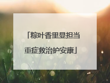 粽叶香里显担当 重症救治护安康