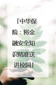 中华保险：将金融安全知识精准送进校园
