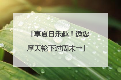 享夏日乐趣！邀您摩天轮下过周末→
