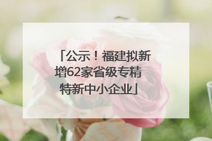 公示！福建拟新增62家省级专精特新中小企业