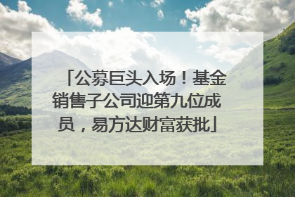 公募巨头入场！基金销售子公司迎第九位成员，易方达财富获批