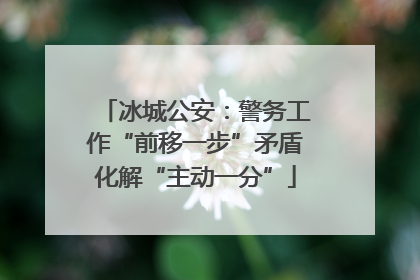 冰城公安：警务工作“前移一步”矛盾化解“主动一分”
