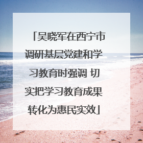吴晓军在西宁市调研基层党建和学习教育时强调 切实把学习教育成果转化为惠民实效