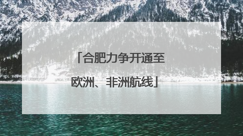 合肥力争开通至欧洲、非洲航线