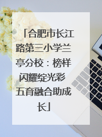 合肥市长江路第三小学兰亭分校：榜样闪耀绽光彩 五育融合助成长