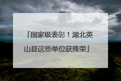 国家级表彰！湖北英山县这些单位获殊荣
