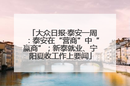 大众日报·泰安一周：泰安在“营商”中“赢商”；新泰就业、宁阳夏收工作上要闻