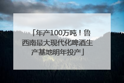年产100万吨！鲁西南最大现代化啤酒生产基地明年投产