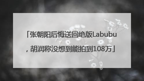 张朝阳后悔送回绝版Labubu，胡润称没想到能拍到108万