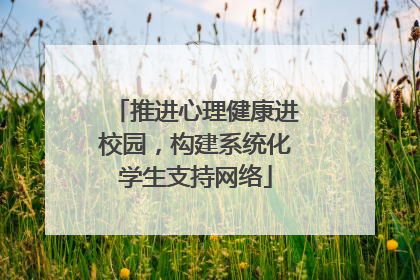 推进心理健康进校园，构建系统化学生支持网络