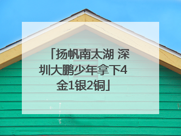 扬帆南太湖 深圳大鹏少年拿下4金1银2铜