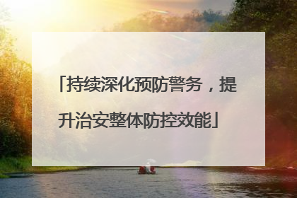 持续深化预防警务，提升治安整体防控效能