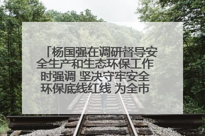 杨国强在调研督导安全生产和生态环保工作时强调 坚决守牢安全环保底线红线 为全市经济社会高质量发展提供坚强保障