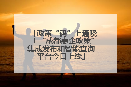 政策“码”上通晓！“成都惠企政策”集成发布和智能查询平台今日上线