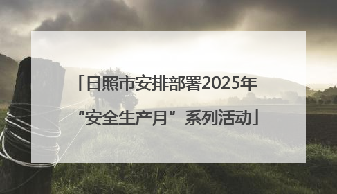 日照市安排部署2025年“安全生产月”系列活动