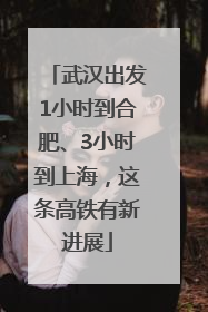 武汉出发1小时到合肥、3小时到上海，这条高铁有新进展
