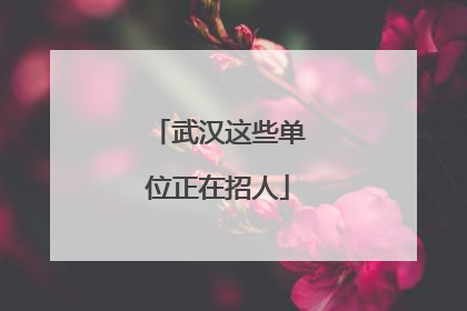 武汉这些单位正在招人
