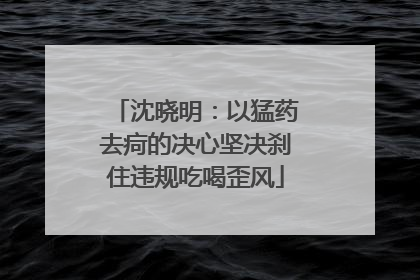 沈晓明：以猛药去疴的决心坚决刹住违规吃喝歪风