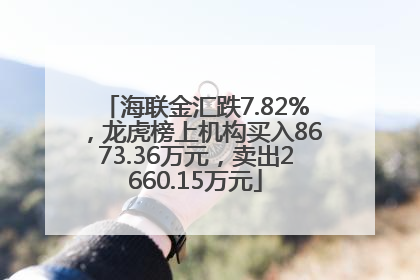 海联金汇跌7.82%，龙虎榜上机构买入8673.36万元，卖出2660.15万元