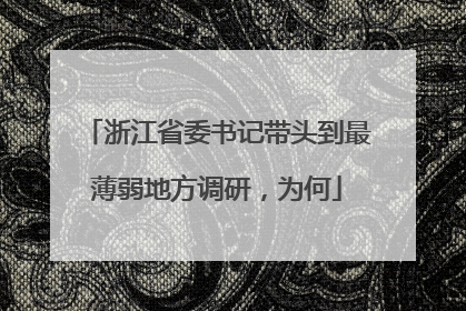 浙江省委书记带头到最薄弱地方调研，为何