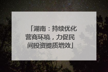湖南：持续优化营商环境，力促民间投资提质增效