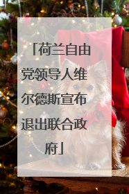 荷兰自由党领导人维尔德斯宣布退出联合政府