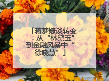 蒋梦婕谈转变：从“林黛玉”到金融风暴中“徐晓慧”