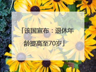 该国宣布：退休年龄提高至70岁
