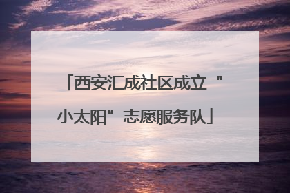 西安汇成社区成立“小太阳”志愿服务队