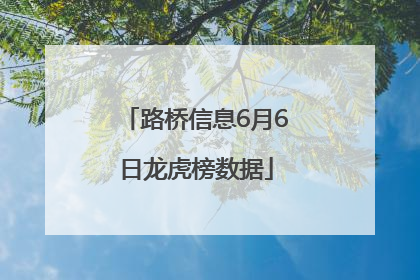 路桥信息6月6日龙虎榜数据