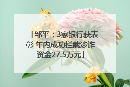 邹平：3家银行获表彰 年内成功拦截涉诈资金27.5万元