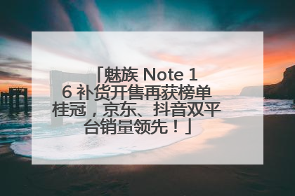 魅族 Note 16 补货开售再获榜单桂冠，京东、抖音双平台销量领先！