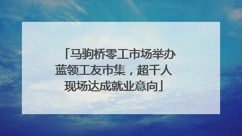 马驹桥零工市场举办蓝领工友市集，超千人现场达成就业意向