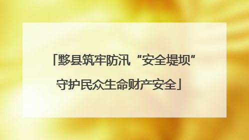 黟县筑牢防汛“安全堤坝” 守护民众生命财产安全