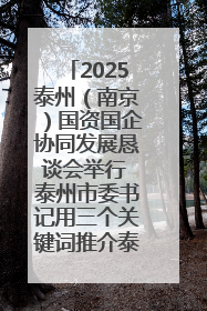 2025泰州（南京）国资国企协同发展恳谈会举行 泰州市委书记用三个关键词推介泰州